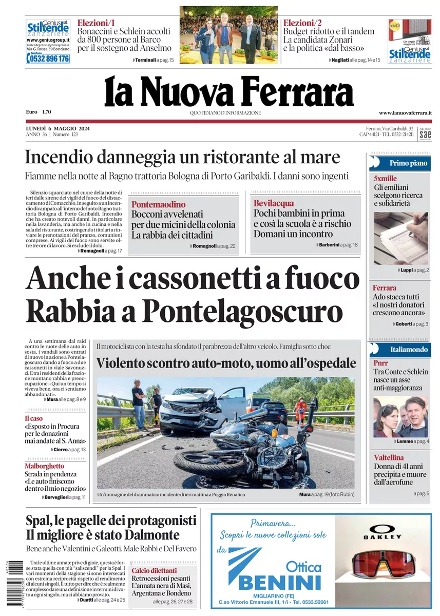 Prima-pagina-nuova ferrara-oggi-edizione-del-2024-05-06